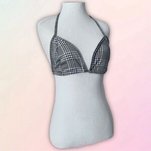 Almost Famous, B&W Plaid Club Bra Top, Size Extra Large